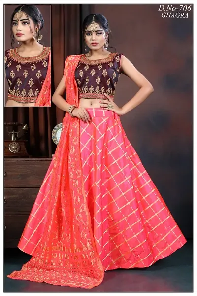 Women's Taffeta Embroidered Ethnic Gown