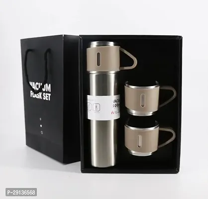 Stainless Steel Vacuum Flask Leakproof Bottle with 3 Steel Cups