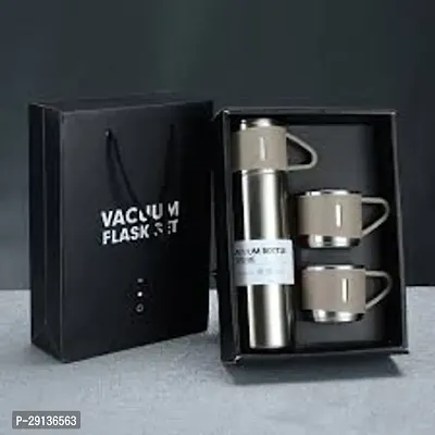 Stainless Steel Vacuum Flask Leakproof Bottle with 3 Steel Cups