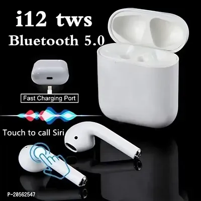 i12-TWS Bluetooth 5.0 Earphone True Wireless Sports Touch Earbuds with Noise Cancellation Low Latency - White