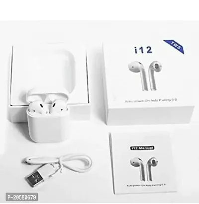 i-12 Earpods Bluetooth Wireless Earbuds Headset l Charging Case | Airdops Bluetooth Headset  (White, True Wireless)-thumb2