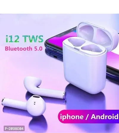 I12 TWS Audio Earpods Wireless Earbuds with 40H Playtime With In-Built Mic T-42 Bluetooth Headset  (White, True Wireless)-thumb5