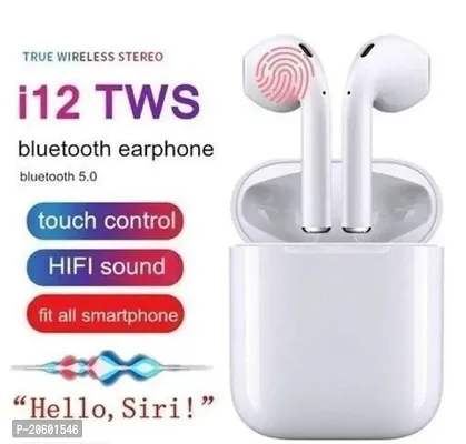 TWS I12 Earpods Bluetooth Wireless Earbuds Bluetooth Headset  (White, True Wireless)