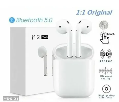 TWS i12 Earpods Bluetooth Wireless Earbuds Bluetooth Headset  (White, In the Ear)-thumb0
