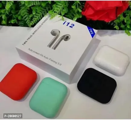 i12 TWS Earpods Bluetooth Headset True Wireless Earbuds C225 Bluetooth Headset  (White, True Wireless)-thumb0
