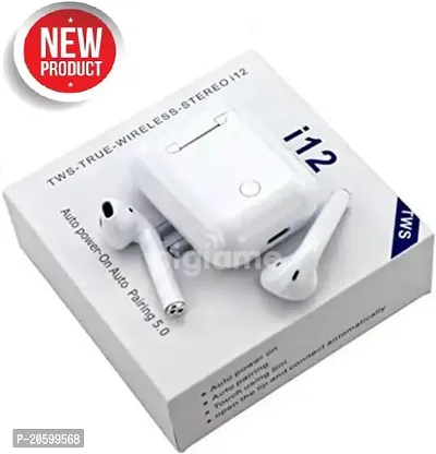 i12 tws earpods Bluetooth Headset 90 Bluetooth Headset  (White, True Wireless)-thumb0