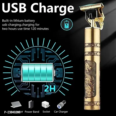 120 Minutes Durable T9 Rechargeable Cordless Close Cutting T-Blade Trimmer  hair clippers for men professional, Men Hair Cutting Machine (2, Bronze)-thumb5