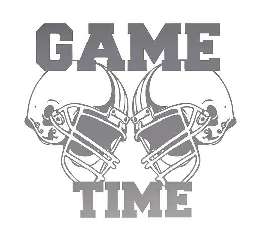 decalbazaar Vinyl Helmets Game Time Glossy Glass Wall Glass Sticker 16 x 16 Inches Silver
