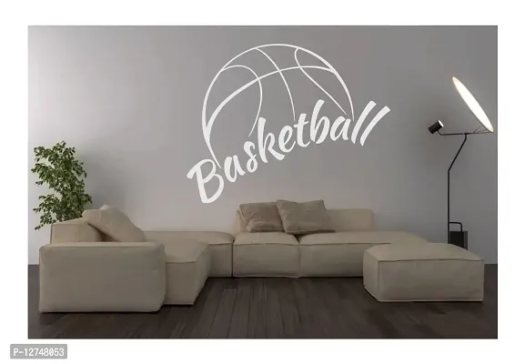 decalbazaar Vinyl Basketball Letter Glass Glossy Wall Sticker, 23 x 18 Inches White-thumb2