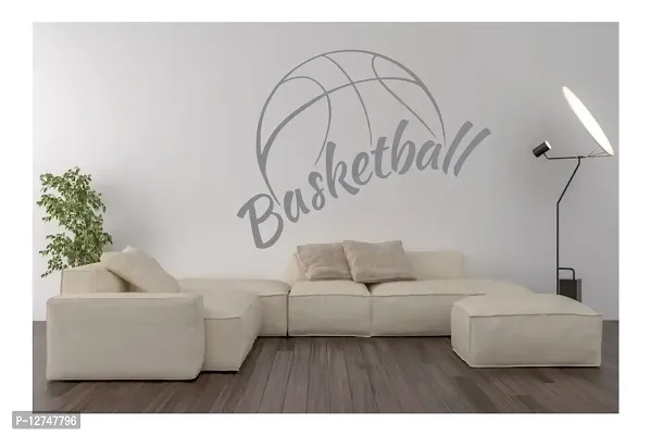 decalbazaar Vinyl Basketball Letter Glass Glossy Wall Sticker, 23 x 18 Inches Silver-thumb2