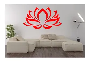 decalbazaar Vinyl Lotus Flower Glass Glossy Wall Sticker, 14 x 8 Inches Red-thumb1