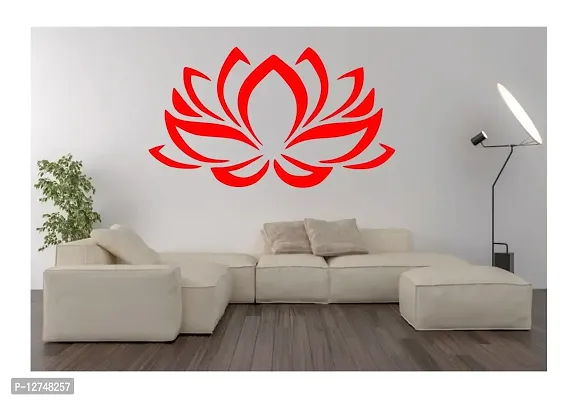 decalbazaar Vinyl Lotus Flower Glass Glossy Wall Sticker, 14 x 8 Inches Red-thumb2