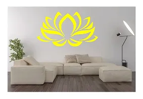 decalbazaar Vinyl Lotus Flower Glass Glossy Wall Sticker, 14 x 8 Inches Yellow-thumb1