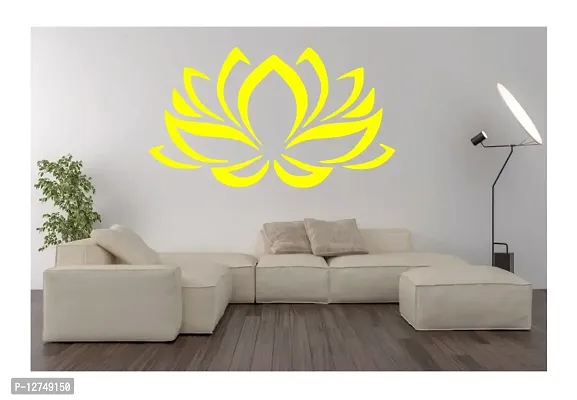 decalbazaar Vinyl Lotus Flower Glass Glossy Wall Sticker, 14 x 8 Inches Yellow-thumb2