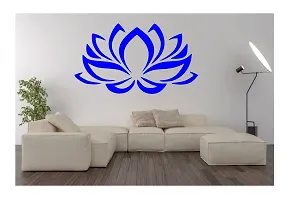 decalbazaar Vinyl Lotus Flower Glass Glossy Wall Sticker, 14 x 8 Inches Blue-thumb1