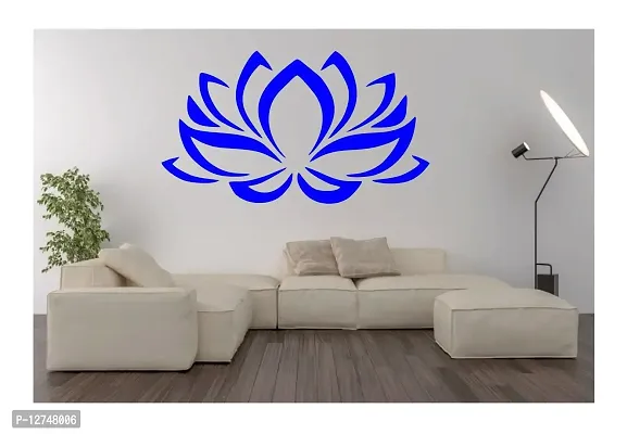 decalbazaar Vinyl Lotus Flower Glass Glossy Wall Sticker, 14 x 8 Inches Blue-thumb2