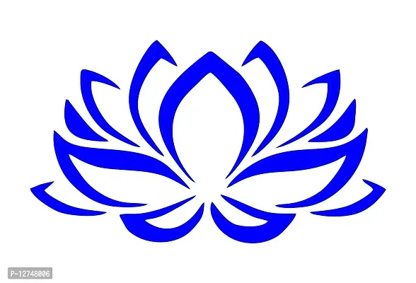 decalbazaar Vinyl Lotus Flower Glass Glossy Wall Sticker, 14 x 8 Inches Blue