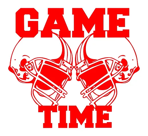 decalbazaar Vinyl Helmets Game Time Glossy Glass Wall Glass Sticker 16 x 16 Inches Red