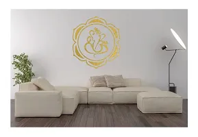 decalbazaar Vinyl Ganesh Om Reflective Glass Wall Sticker, 6 x 6 Inches Golden-thumb1