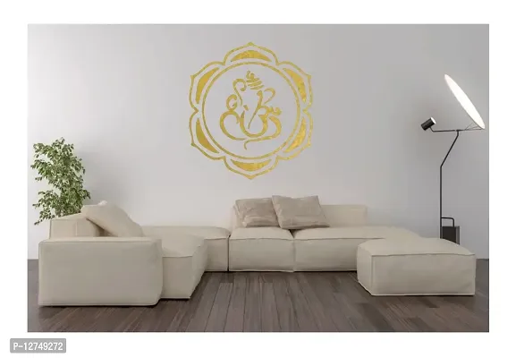 decalbazaar Vinyl Ganesh Om Reflective Glass Wall Sticker, 6 x 6 Inches Golden-thumb2