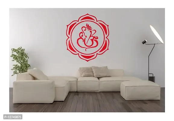 decalbazaar Vinyl Ganesh Om Decal Reflective Glass Laptop Wall Sticker, 6 x 6 Inches, Red-thumb2