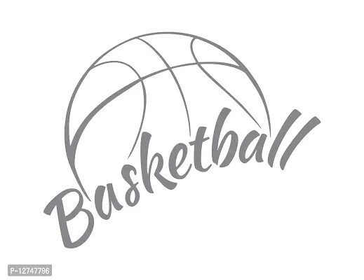 decalbazaar Vinyl Basketball Letter Glass Glossy Wall Sticker, 23 x 18 Inches Silver-thumb0