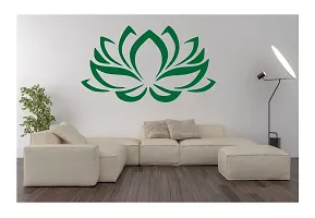 decalbazaar Vinyl Lotus Flower Glass Glossy Wall Sticker, 14 x 8 Inches Green-thumb1