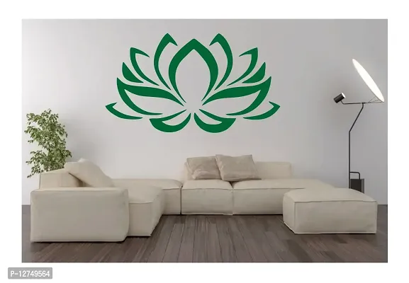 decalbazaar Vinyl Lotus Flower Glass Glossy Wall Sticker, 14 x 8 Inches Green-thumb2