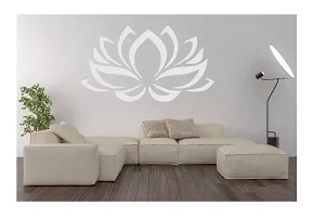 decalbazaar Vinyl Lotus Flower Glass Glossy Wall Sticker, 14 x 8 Inches White-thumb1