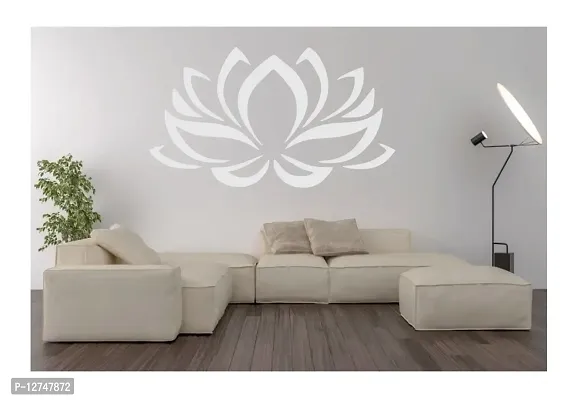 decalbazaar Vinyl Lotus Flower Glass Glossy Wall Sticker, 14 x 8 Inches White-thumb2