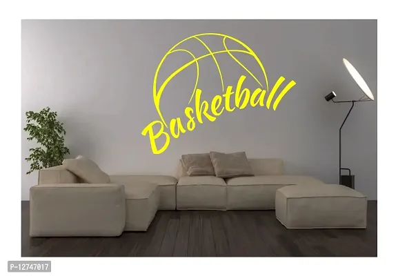 decalbazaar Vinyl Basketball Letter Glass Glossy Wall Sticker, 23 x 18 Inches Yellow-thumb2