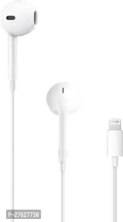 Stylish White In-ear Wired - 3.5 MM Single Pin Headphones With Microphone-thumb0