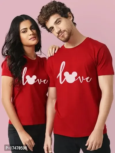 Love Couple T-Shirt Red ( Men-2XL / Women-2XL)-thumb0