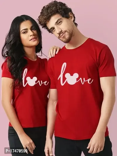 Love Couple T-Shirt Red ( Men-XL / Women-XL)-thumb0