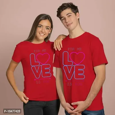 Love Couple T-Shirt Red (Size: Men-L / Women-L)