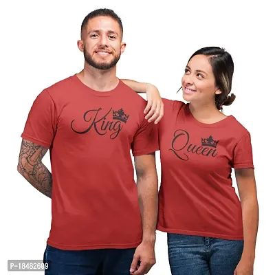 King Queen Crown Valentine Couple T-Shirt (Size Men-L / Women-L)