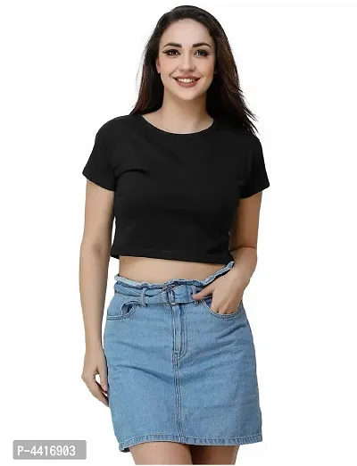 Round Neck Slim Fit Crop top for women-thumb0