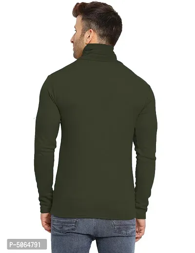 Reliable Green Cotton Solid High Neck Tees For Men-thumb3