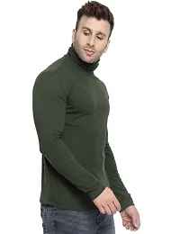 Reliable Green Cotton Solid High Neck Tees For Men-thumb1