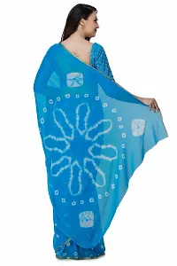 Blue Printed Chiffon Saree with Blouse Piece-thumb2