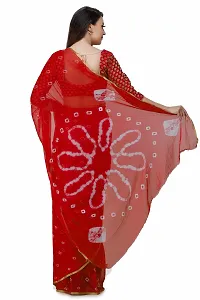 Red Printed Chiffon Saree with Blouse Piece-thumb2