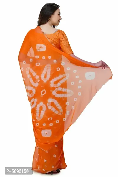 Orange Printed Chiffon Saree with Blouse Piece-thumb3