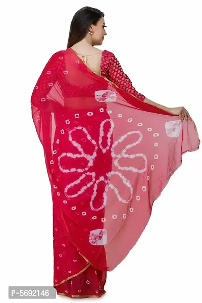 Pink Printed Chiffon Saree with Blouse Piece-thumb3