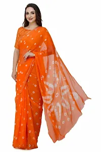 Orange Printed Chiffon Saree with Blouse Piece-thumb1