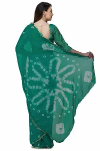 Green Printed Chiffon Saree with Blouse Piece-thumb2