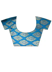 Blue Printed Chiffon Saree with Blouse Piece-thumb3