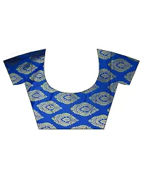 Blue Printed Chiffon Saree with Blouse Piece-thumb3