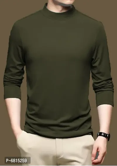 Reliable Green Polyester Solid High Neck Tees For Men