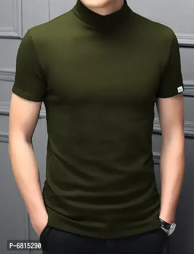 Olive Polyester Tshirt For Men-thumb0