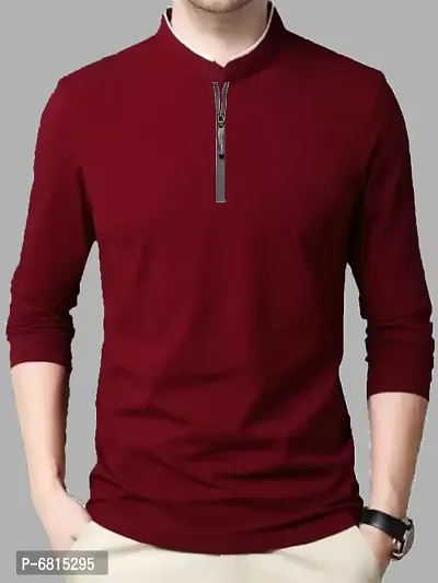 Maroon Polyester Tshirt For Men-thumb0